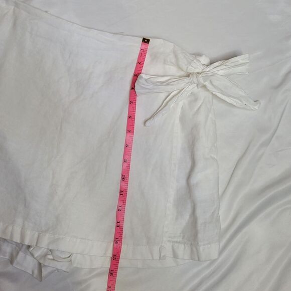 CHRISTIAN SIRIANO white linen pull on wrap skort shorts‎ coastal grandma XL - Picture 8 of 9